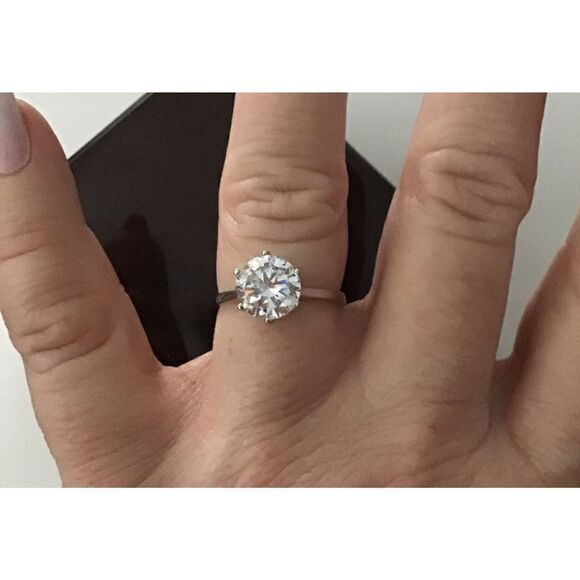 2Ct Round Cut Solitaire Sim Diamond Bridal/Engagement Ring Sz 9 - Picture 4 of 4